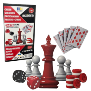 Настольная игра 4 в 1 “Шахматы, шашки, нарды, карты”