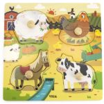 Деревянный пазл с кнопкой “Ферма”
