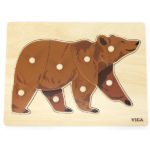Деревянный Montessori пазл с кнопкой “Медведь”