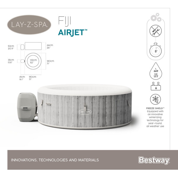 Bestway Надувной СПА джакузи Fiji AirJet 180х66см, 669Л, 2-4-x местный — изображение 7
