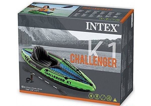 INTEX Надувной каяк “Challenger K1” с веслами и насосом, 274x76x33 см, до 100 кг — изображение 3