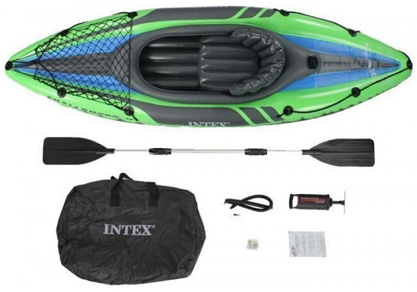 INTEX Надувной каяк “Challenger K1” с веслами и насосом, 274x76x33 см, до 100 кг — изображение 16