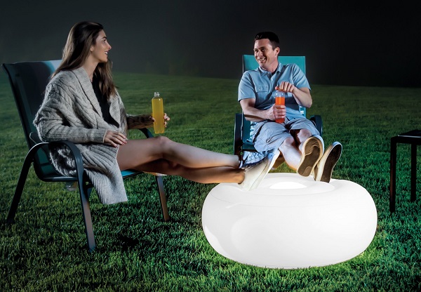 INTEX Надувной пуфик с LED подсветкой 86х33 см на аккумуляторах, с зарядкой от USB — изображение 3