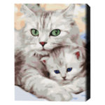 Картина по номерам 40×50 cм (без упаковки)- Мама кошка с котенком