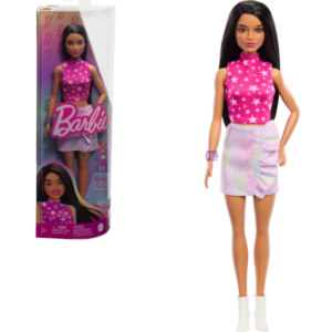Кукла Barbie “Модница с черными прямыми волосами и радужной юбкой”