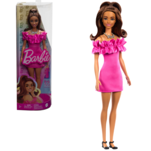 Кукла Barbie “Модница с каштановыми волнистыми волосами и розовым платье”