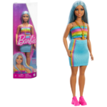 Кукла Barbie “Модница с голубыми волосами, радужным топом и юбкой цвета тила”
