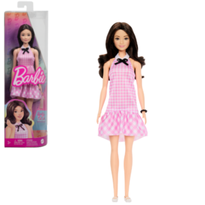Кукла Barbie “Модница в розовое платье в клетку с милыми рюшами и бантиком на воротнике”