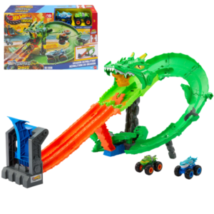 Игровой набор Hot Wheels “Разрушение Дракона” с 2 машинками Monster Trucks 1:64
