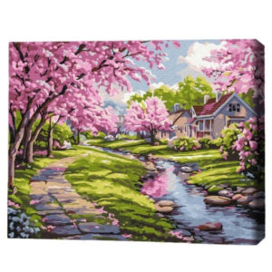 Картина по номерам 30*40 см (без упаковки) – Сакура возле дома