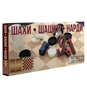Настольная игра 3в1- шахматы, шашки, нарды (в коробке)